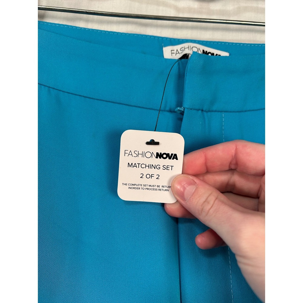 NWT Fashion Nova Blazer Pant Set Aqua Blue 1X #2300 - Picture 7 of 16